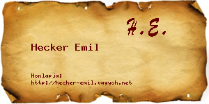 Hecker Emil névjegykártya